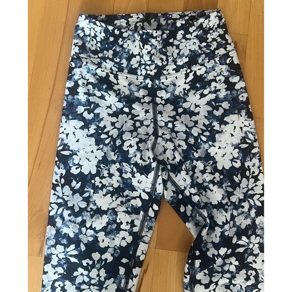 Dharma Bums Leggings | Blue Floral Stripes | Small - Picture 3 of 5